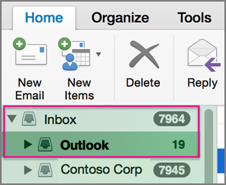 just got 2016 microsoft outlook for my mac. where is sent mail link?